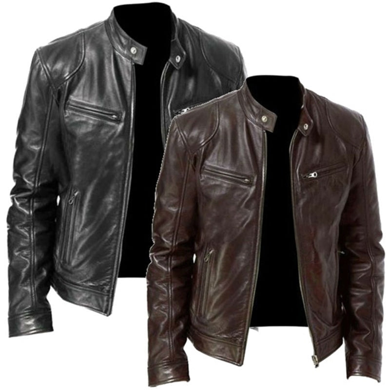 Veste en cuir PU, modèle ajusté et élégant.