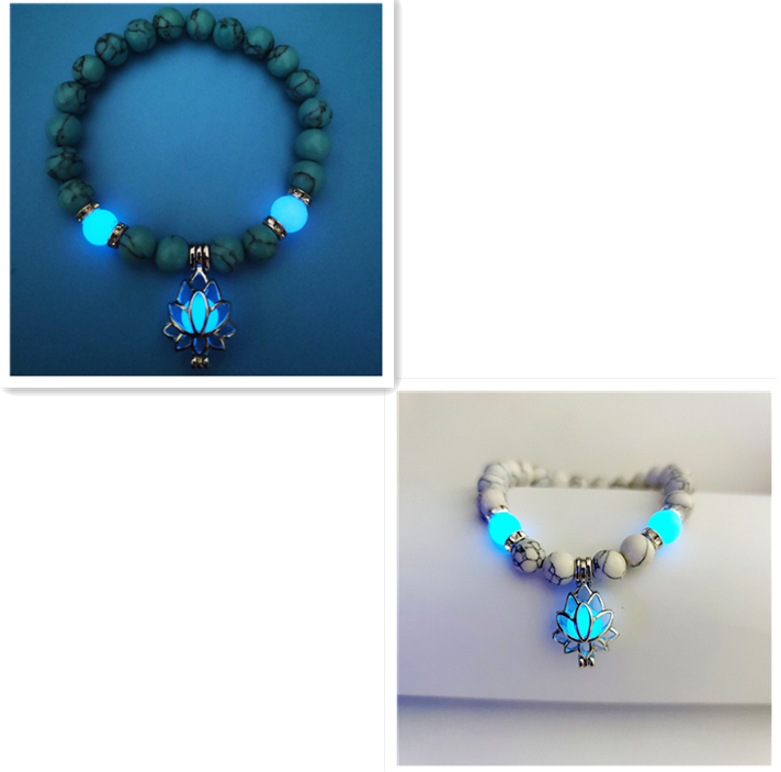 'Bracelet de Perle Lumineuse en Forme de Lotus Énergétique'