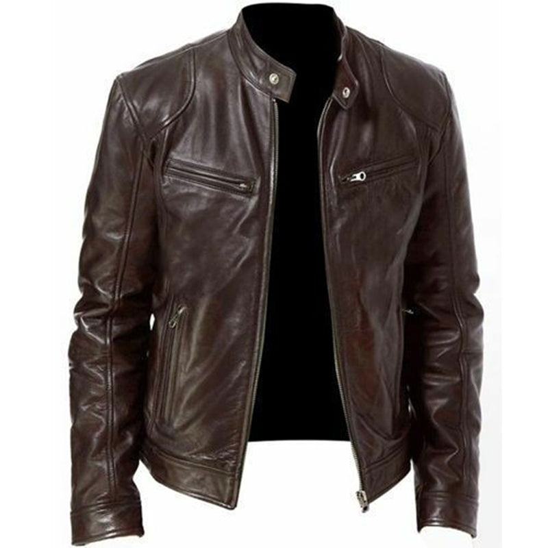 Veste en cuir PU, modèle ajusté et élégant.