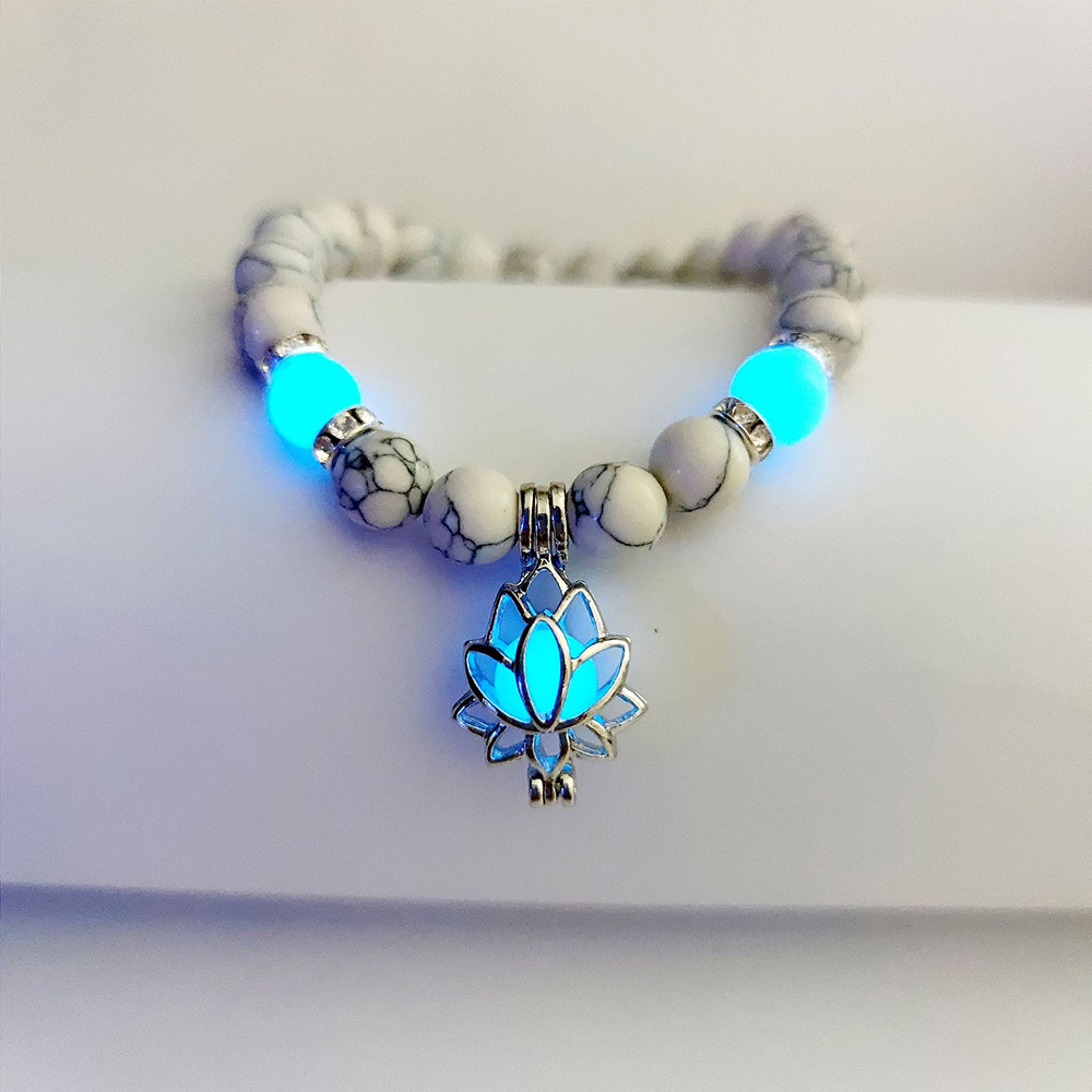 'Bracelet de Perle Lumineuse en Forme de Lotus Énergétique'
