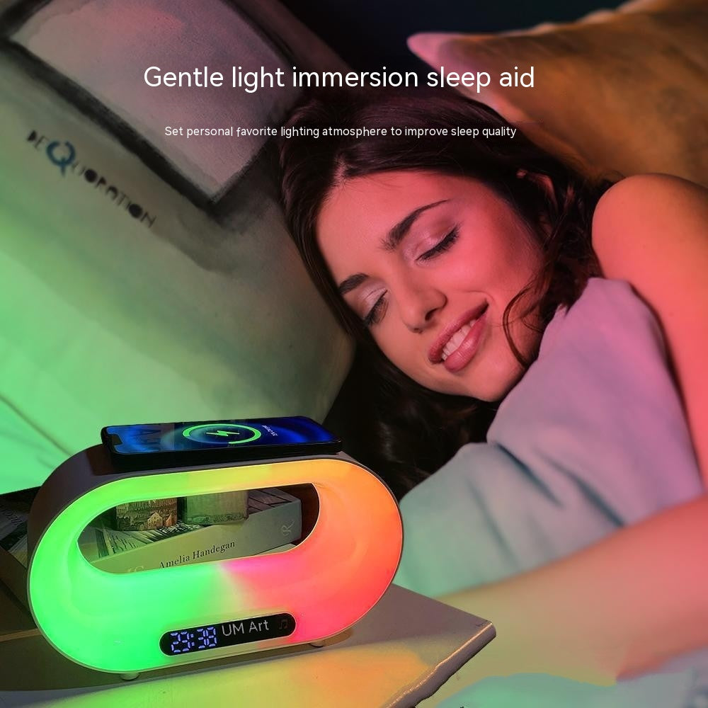 Chargeur sans fil Bluetooth avec petite lampe de nuit intégrée.
