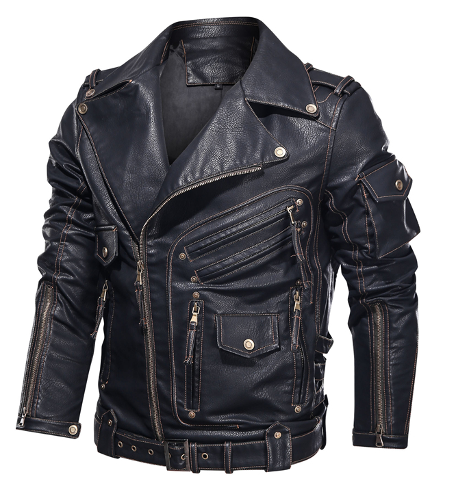 Manteau en cuir vintage pour hommes
