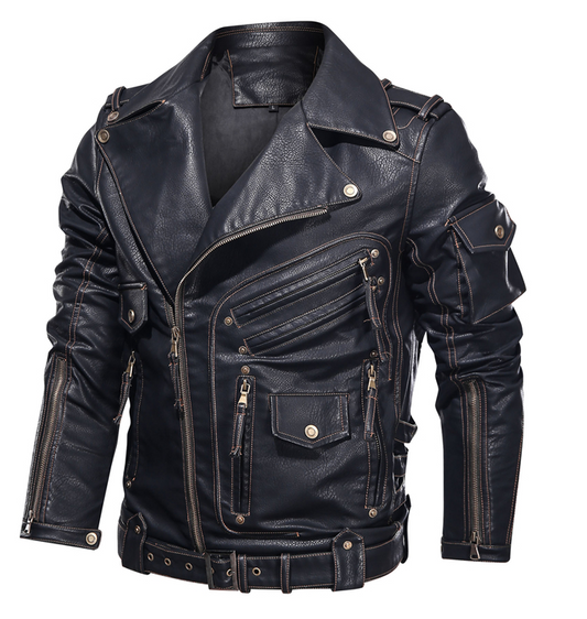 Manteau en cuir vintage pour hommes