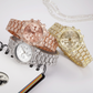 Montre de luxe Genève en acier inoxydable avec cristal quartz pour femmes