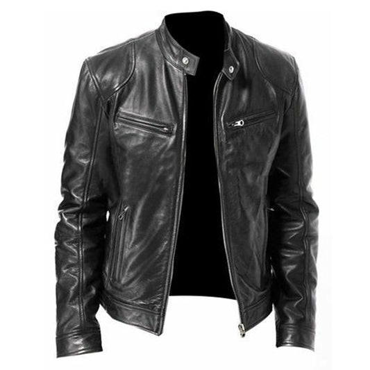 Veste en cuir PU, modèle ajusté et élégant.