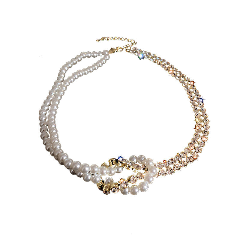 Collier en Diamant Et Perle.