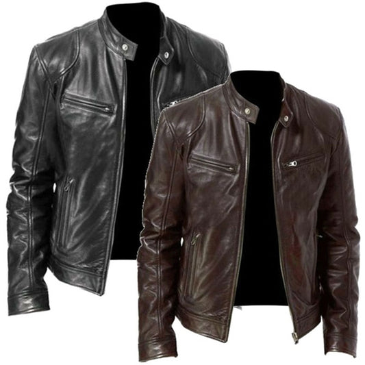 Veste en cuir PU, modèle ajusté et élégant.