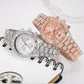 Montre de luxe Genève en acier inoxydable avec cristal quartz pour femmes