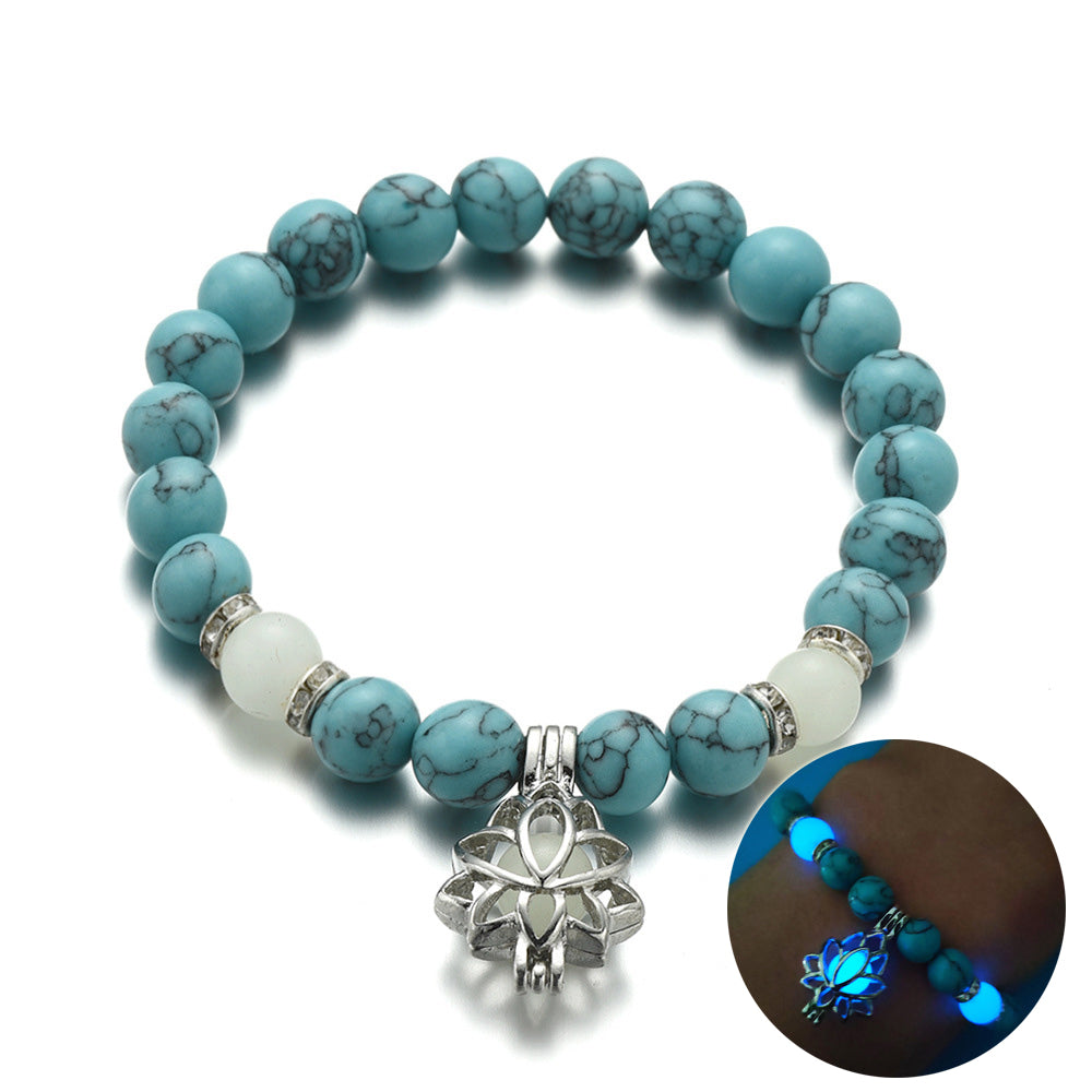 'Bracelet de Perle Lumineuse en Forme de Lotus Énergétique'