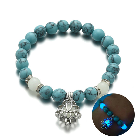 'Bracelet de Perle Lumineuse en Forme de Lotus Énergétique'