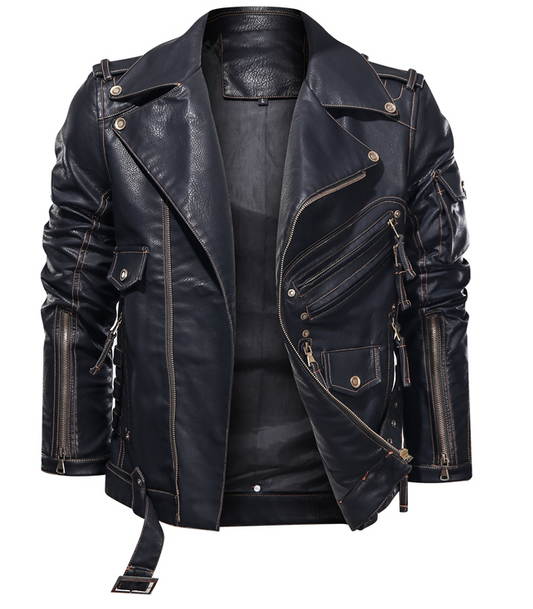 Manteau en cuir vintage pour hommes